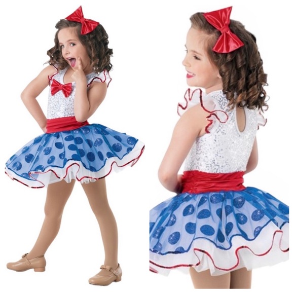 Weissman Good Ship Lollipop Tap Jazz Dance Costume Red White Blue Size SC 6-6X